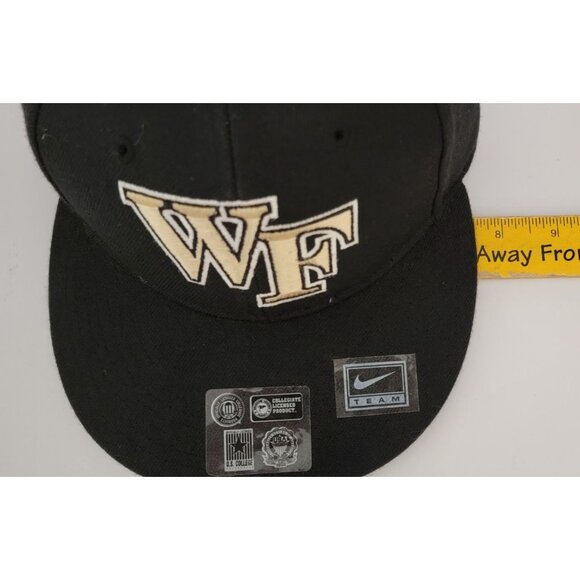 Vintage Nike Team Wake Forest Demon Deacons Fitted Hat 6 5/8 Black Gold WF Logo - Picture 13 of 15